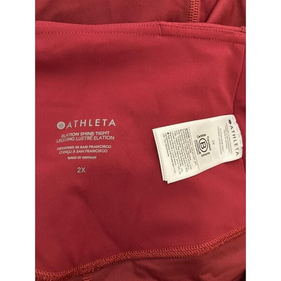 Athleta Elation Shine Size 2X Womens Deep Red Leggings Gym Yoga Activewear - Picture 4 of 10
